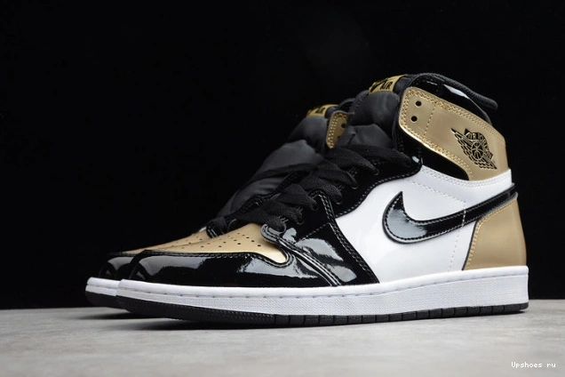 Jordan Patent Gold  High 1 Retro Toe 861428-007 NRG 1207